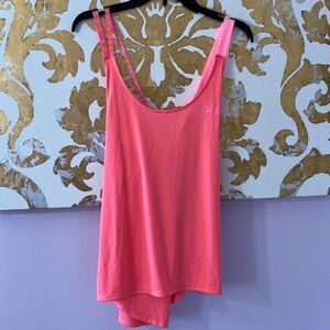 Under Armour Size XL Neon Pink Loose Double Strap Mesh Detail Tank‎